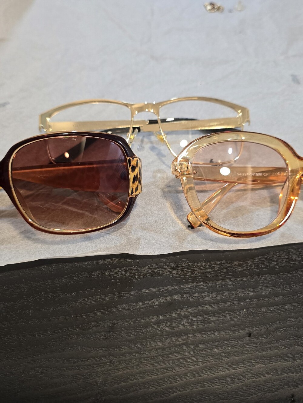 Unisex Eyewear Lot Set of 3 Vintage Style Sunglasses Clear Lens Frame Pre-Owned